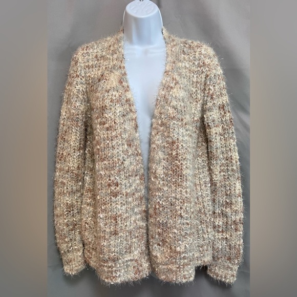 Maurices Sweater Womens Sz M Chunky Knit Cardigan Long Sleeve Shimmer Open Front - Picture 1 of 9